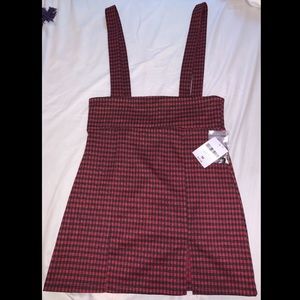 Red & Black Plaid Suspender Skirt